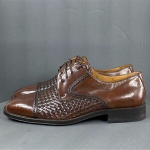 PRINCIPE Brown leather Basket Weave Oxfords mens size 9